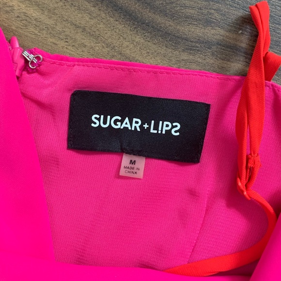 Sugar Lips Pink Red Asymmetrical Dress size M - Picture 4 of 10
